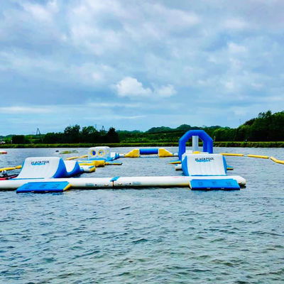 Bouncia Inflatable Water Obstacle Course For Wake Park / Inflatable Water Park Factory